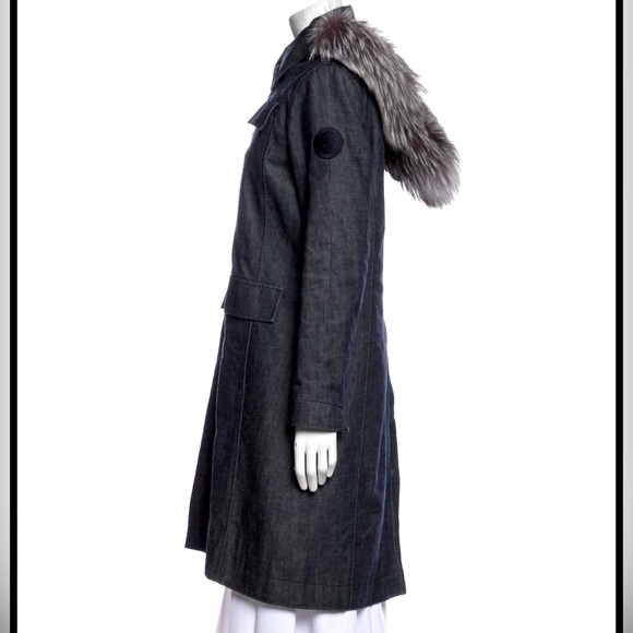 Pologeorgis Parka Blue Coat warm and stylish 
With Hood and fox fur  EUC US4 - Picture 1 of 14